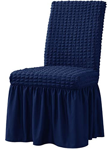 Funda Para Silla De Mesa Con Falda Larga 4 Pzas Azul Marino