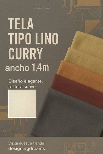 Tela Lino Curry Tramo 2.6m X 1.4m Color Beige Premium Beige Liso