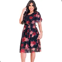 Comprar Vestido Mídi Godê Tule Bolinha Poá Plus Size Moda Evangélica