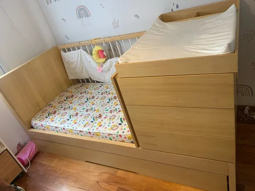 comprar Cuna Funcional Con Cambiador, Cajonera Y Cama Carrito (como