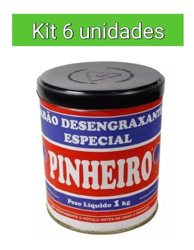 Kit 6x Pasta Sabão Creme P/ Mãos Desengraxante Pinheiro 1kg