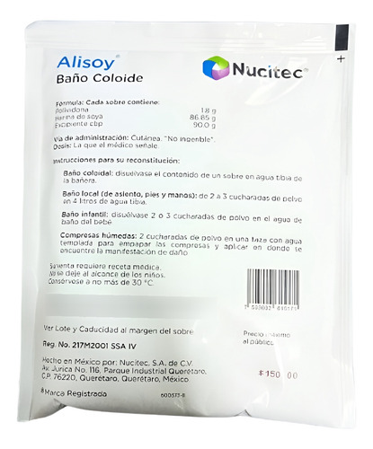 Baño Coloide Polvo, Alisoy Sobre Con 90 G.