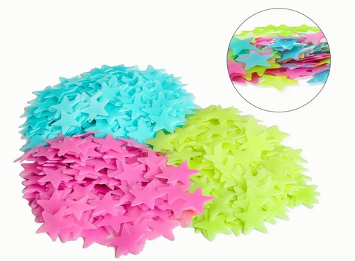 100 Estrellas Pared Stickers Fluorescentes Fosforescentes