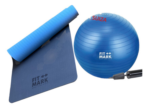 Kit Yoga Mat Ecológico Tpe + Pelota 65cm Inflador / Fitmark®