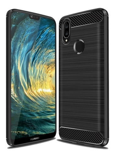 Forro Estuche Funda Carbono Huawei P20 Lite Con Vidrio 3d 9h