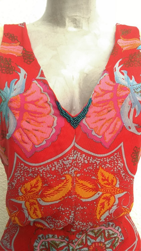 Vestido Corto Rojo Estampado