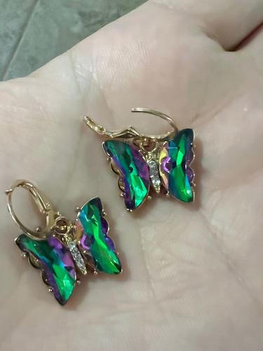 Aros Acero Quirúrgico Colgantes Mariposa Por 12 Pares 4998