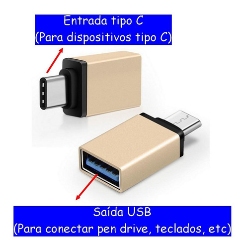 Adaptador Otg Tipo C Para Usb Pen Drive Smart Phone Teclado