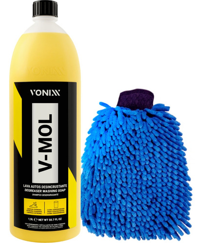 Kit Lavagem Automotiva Shampoo V-mol 1,5L Vonixx Luva Microfibra
