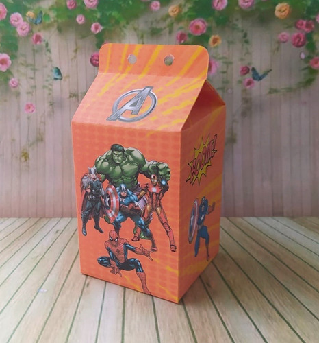 Imagem 2 de 3 de 10 Caixas Milk Lembrança Festa Vingadores Super Herois