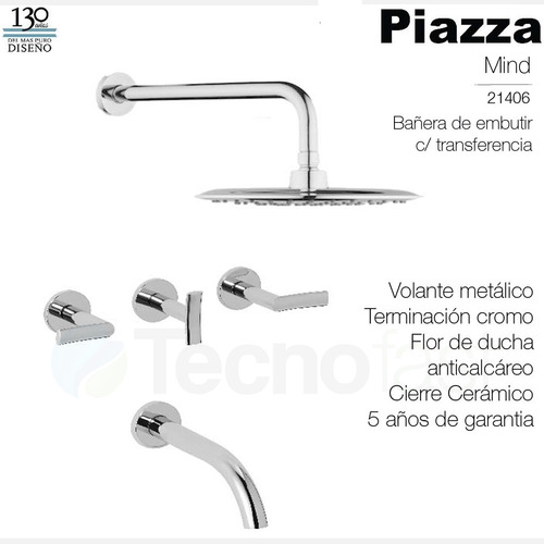 Grifería Ducha Embutir Piazza Mind 21406 Con Transferencia