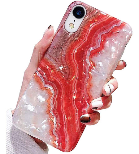 Funda Para iPhone XR (color Rojo Marmol)