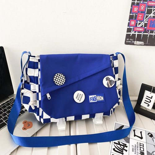 Nueva Bolsa De Cartero De Lona Harajuku De Checkerboard, Mod