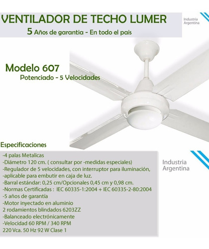 Ventilador De Techo Con Plafon 5 Años Garantia 607 Exahome