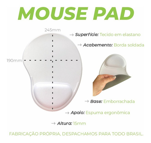 Kit 100 Mouse Pad Para Sublimação Com Descanso / apoio