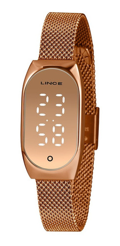 Relógio Lince Feminino Ouro Rose Tela Led Espelhada Digital