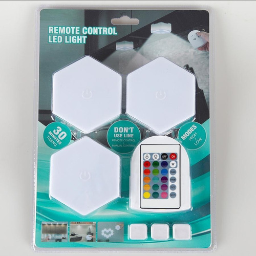 Lampara De Pared Hexagonal Con Sensor Tactil/control Remoto
