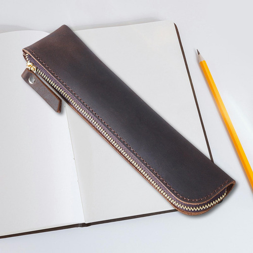 Bolsos De Manga De Cuero De Cuero Pu Bolsillo Marrón Oscuro