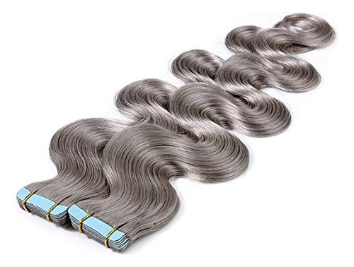 Benehair Remy Tape In Hair Extensions Human Hair Gray M8lrj