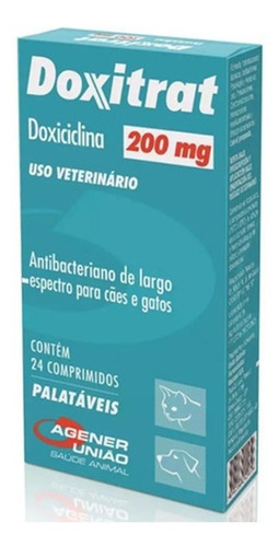 Imagem 1 de 2 de Doxitrat 200mg Antibacteriano P/cães E Gatos 24 Cp
