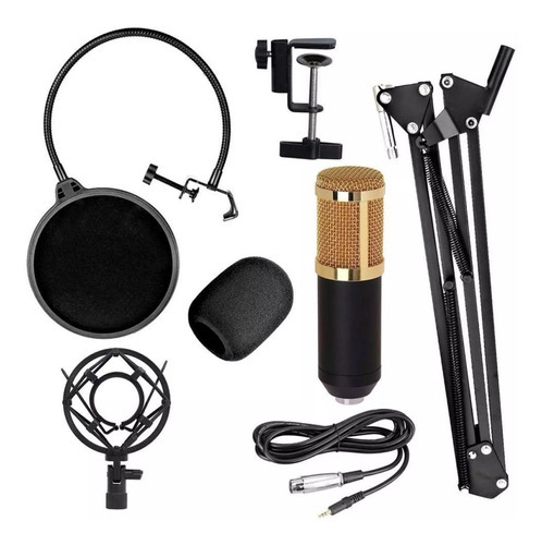 Microfono Con Brazo Estudio Condensador Live Broadcast Atrix Color Negro