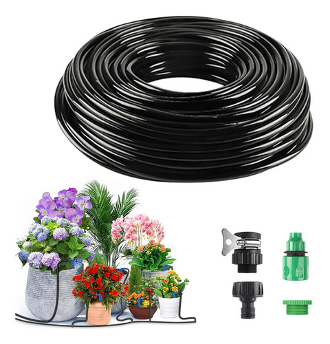 10 M Riego Jardín Sistema Manguera Goteo Con Conector Rápido