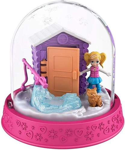 Mattel Polly Pocket Snow Scene Winter Cabin Ornamento Mini