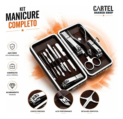 Kit Cortador De Unha Portatil Estojo Alicate Manicure 12 Pc Desencravador De Unha Manicure Alicate Lixa Profissional Tesoura Empurrador De Cuticulas