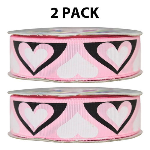 Imagen 1 de 3 de Listón Estampado De Corazones, 2 Piezas,san Valentín,bdc5