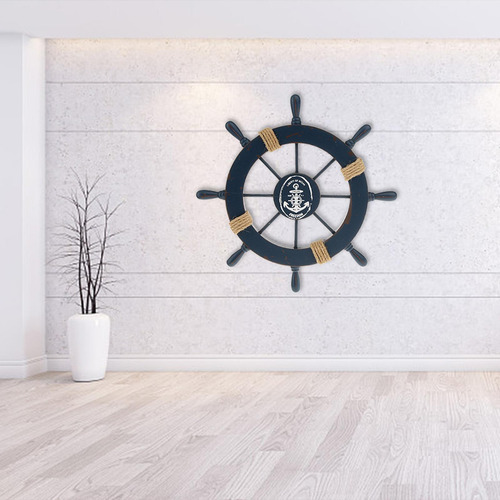 Decoración Colgante De Barco De Madera De Playa Azul Oscuro
