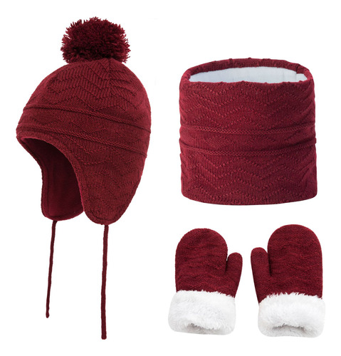 Gorro Acolchado Infantil Bufanda Guantes Conjunto De Tres Pi