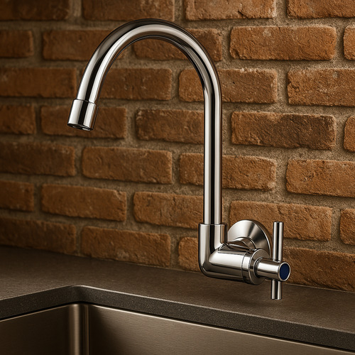 Torneira De Parede Para Pia De Cozinha Água Fria Bica Alta Giratória 360 Graus Com Arejador Acabamento Cromado Instalação Em Parede Design Moderno Alta Durabilidade Fc-79 Via Flix
