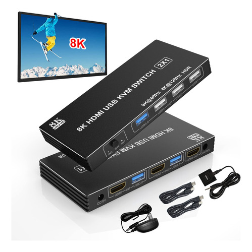 Conmutador Kvm Usb 3.0 Hdmi Con Resolucin 8k Ultra Hd, Inter