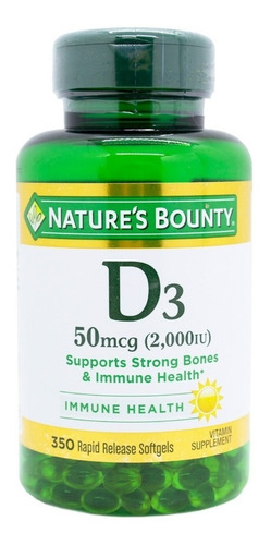 Natures Bounty Vitamina D3 50mcg Suplemento X350 Capsulas