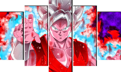 Cuadro 5 Piezas Dragon Ball Super Goku Decorativo Textura 