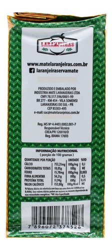 Erva Mate Chimarrao Laranjeiras Tradicional 500gr Natural