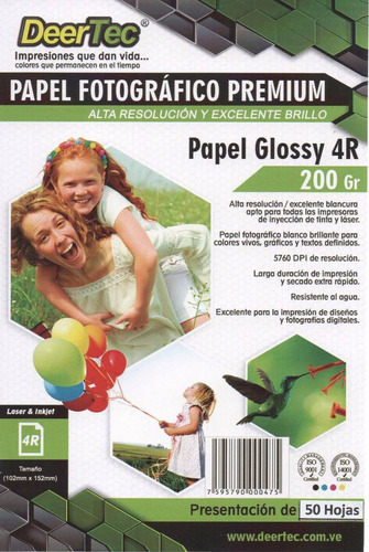 Papel Fotografico 4x6 Postal Glossy 50 Hojas 10x15cm 4r Sgi