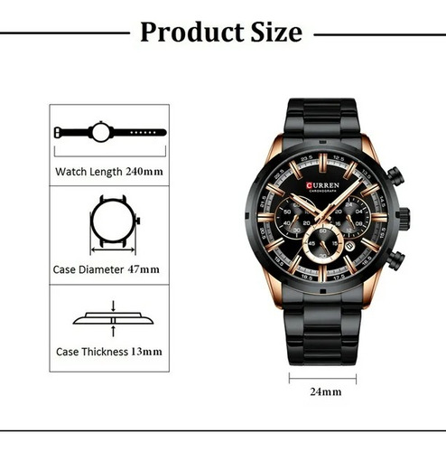 Reloj De Cuarzo Para Hombre 3atm Resistente Al Agua Curren