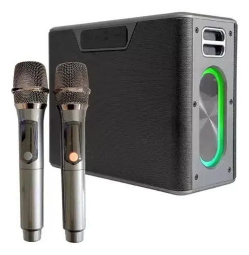 Caixa De Som Grave Qualidade Premium + 2 Microfones Sem Fio Cor 110v/220v