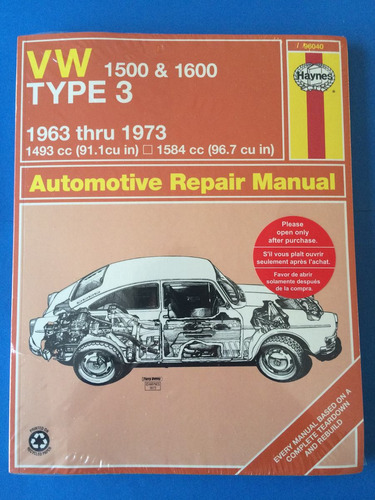 Libro Vw Type 3, 1500 And 1600, 1963-1973, J H Haynes