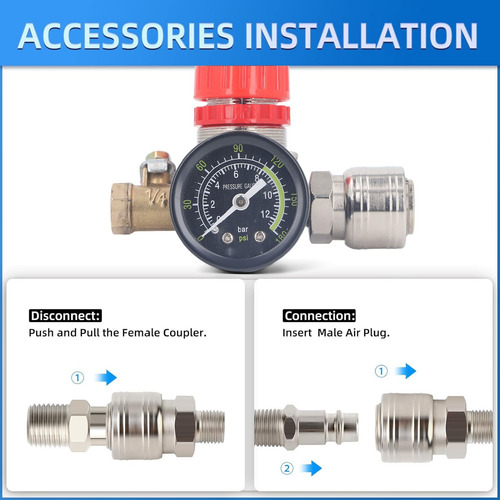 Kit Regulador De Compresor Aire Válvula 4 Vías 1/4 PuLG Npt