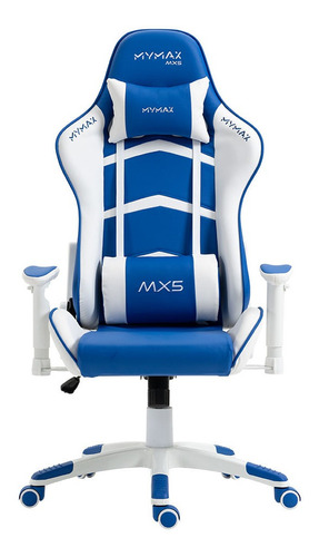 Cadeira Gamer Mx5 Giratória Branco E Azul - Mymax