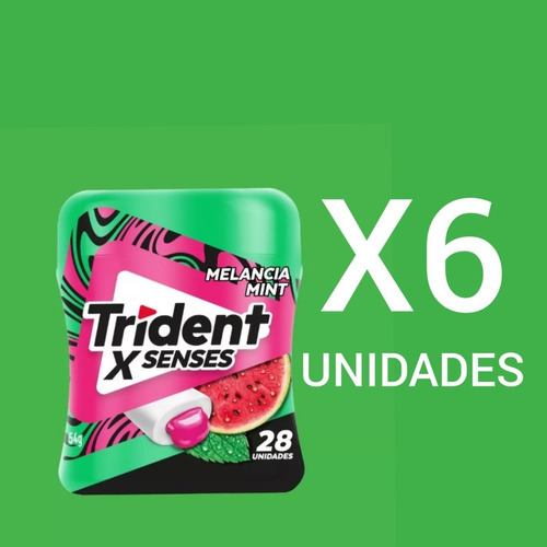 6 Potes Trident Garrafa Xsense Melancia Mint Goma Mascar 54g