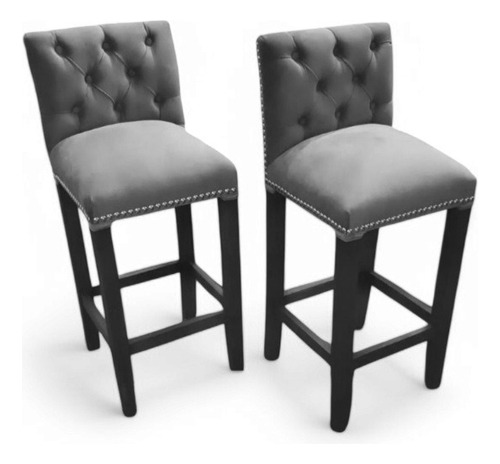 Banqueta Alta Capitone Con Tachas Barra Mostrador Natural, Blanco O Negro Varios