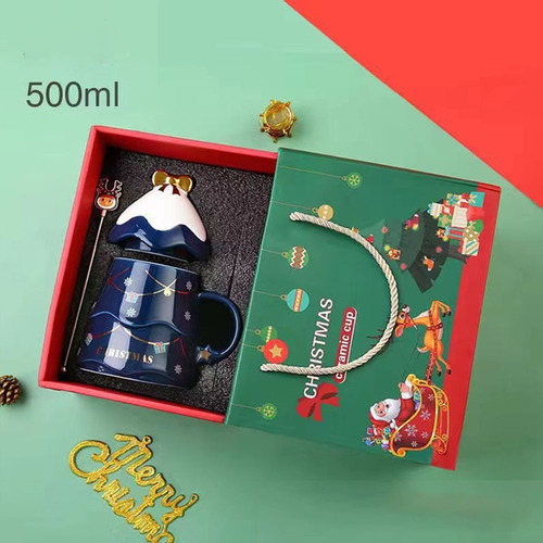 Taza De Cerámica En Forma De Árbol De Navidad Con Tapa