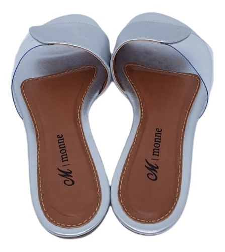 Imagem 5 de 5 de Chinelo Rasteira Cor Prata Com Detalhe Em Vinil Super Lindo