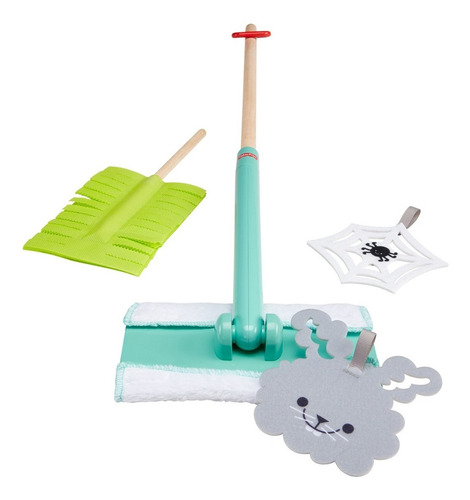 Imagem 2 de 10 de Kit Limpeza Infantil Brinquedo Rodo Espanador Fisher Price