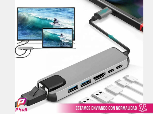 Imagen 3 de 6 de Adaptador Hub 8 En 1 Usb-c Ethernet Hdmi Usb X3 Thunderlbolt
