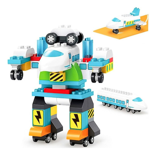 Set De Construccion Bloques Tren Y Robot 71 Piezas Niños