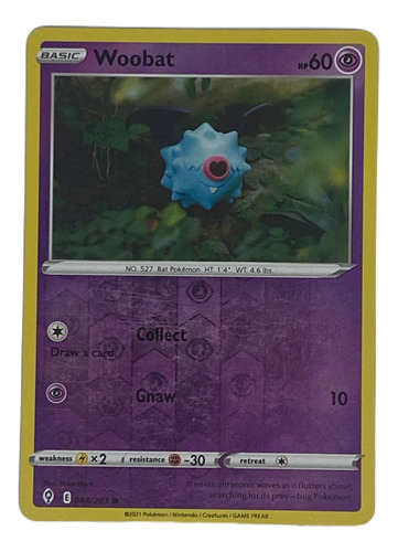 Woobat Foil Carta Pokémon Original Tcg Inglés 068/203